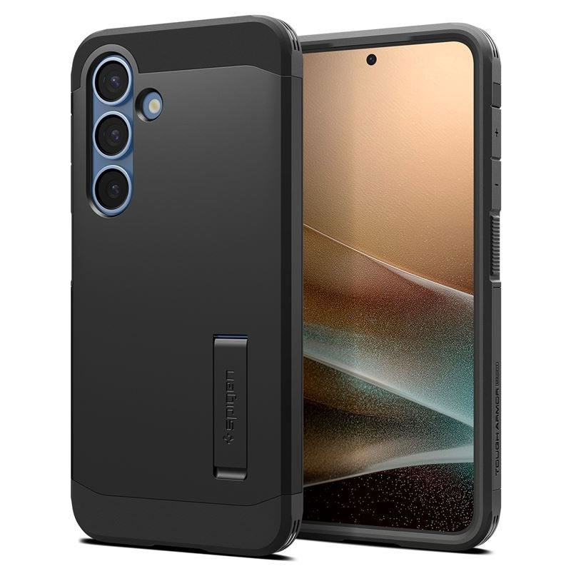 Samsung Galaxy S25 Spigen Tough Armor Hybrid Cover m. Kickstand - MagSafe Kompatibel - Sort