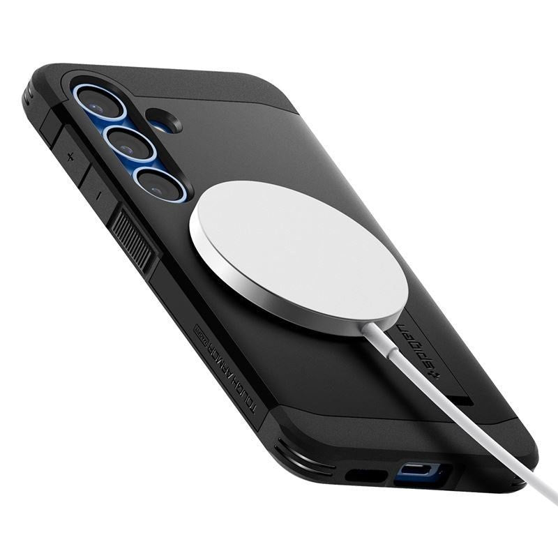 Samsung Galaxy S25 Spigen Tough Armor Hybrid Cover m. Kickstand - MagSafe Kompatibel - Sort
