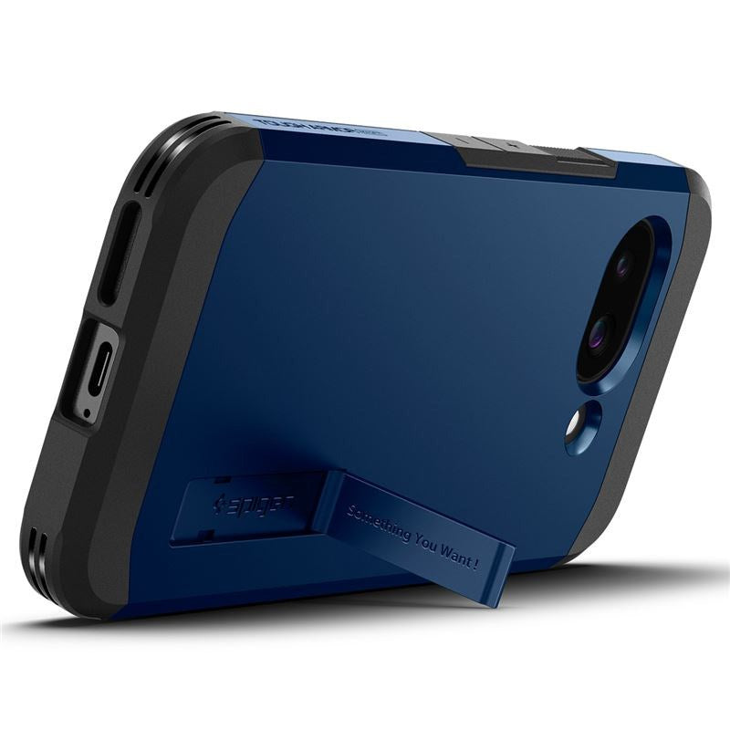 Google Pixel 9a Spigen Tough Armor Hybrid Cover m. Kickstand - MagSafe Kompatibel - Blå