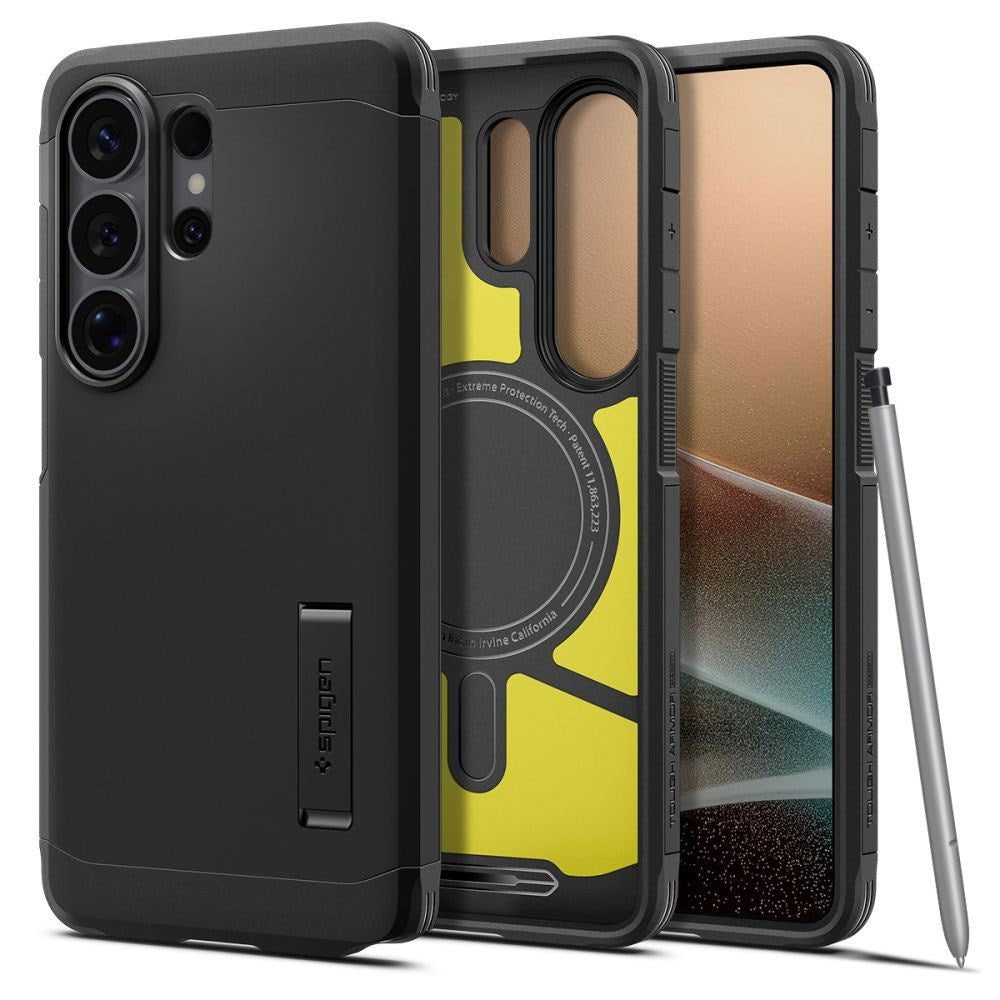 Samsung Galaxy S26 Ultra Spigen Tough Armor Hybrid Cover m. Kickstand - MagSafe Kompatibel - Sort