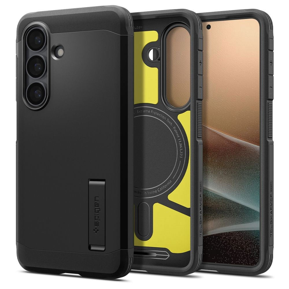 Samsung Galaxy S26 Spigen Tough Armor Hybrid Cover m. Kickstand - MagSafe Kompatibel - Sort