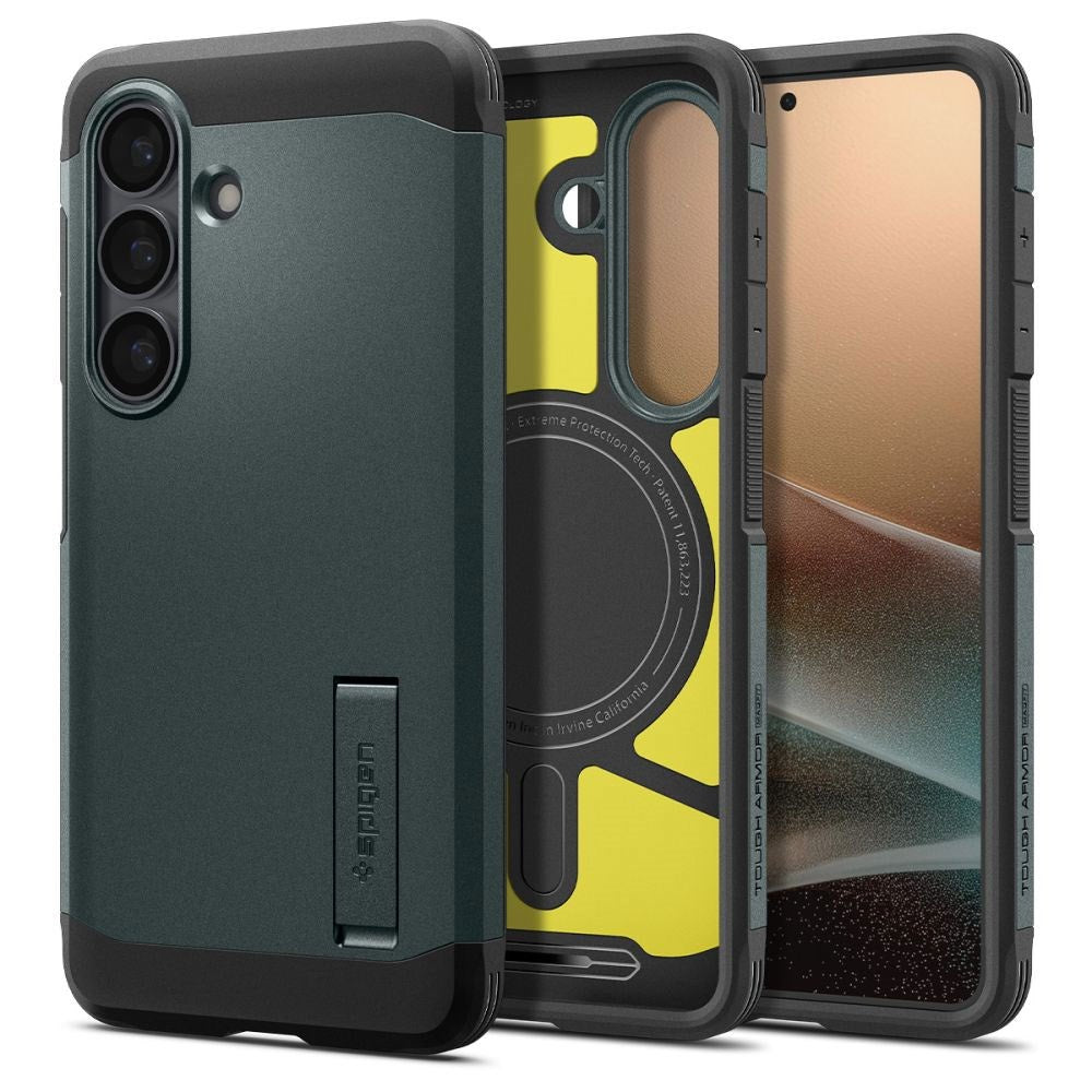 Samsung Galaxy S26 Spigen Tough Armor Hybrid Cover m. Kickstand - MagSafe Kompatibel - Grøn