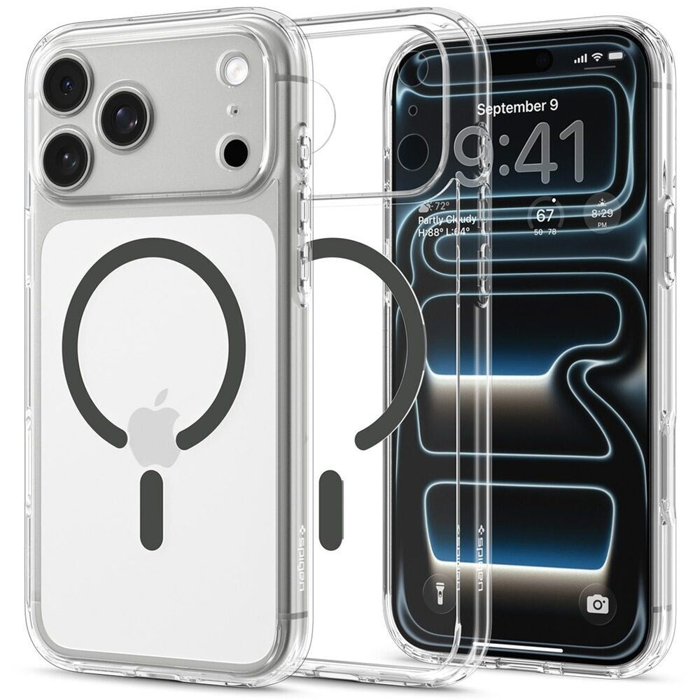 iPhone 18 Pro / 17 Pro Spigen Ultra Hybrid Cover - MagSafe Kompatibel - Gennemsigtig / Grå
