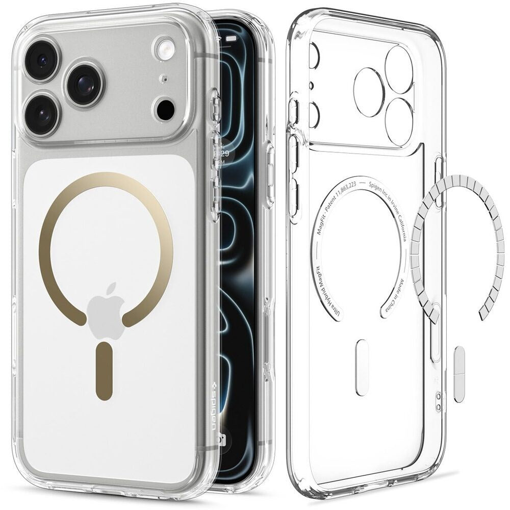 iPhone 18 Pro Max / 17 Pro Max Spigen Ultra Hybrid Cover - MagSafe Kompatibel - Gennemsigtig / Guld