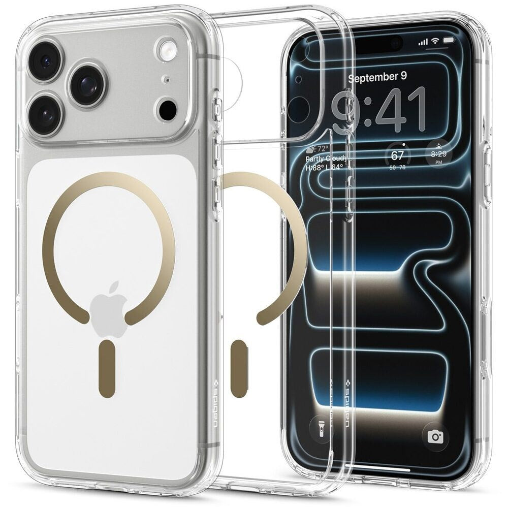 iPhone 18 Pro Max / 17 Pro Max Spigen Ultra Hybrid Cover - MagSafe Kompatibel - Gennemsigtig / Guld