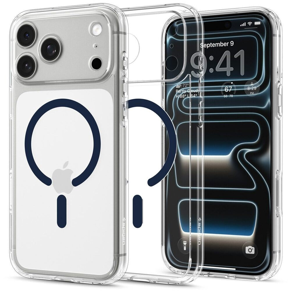 iPhone 18 Pro Max / 17 Pro Max Spigen Ultra Hybrid Cover - MagSafe Kompatibel - Gennemsigtig / Blå
