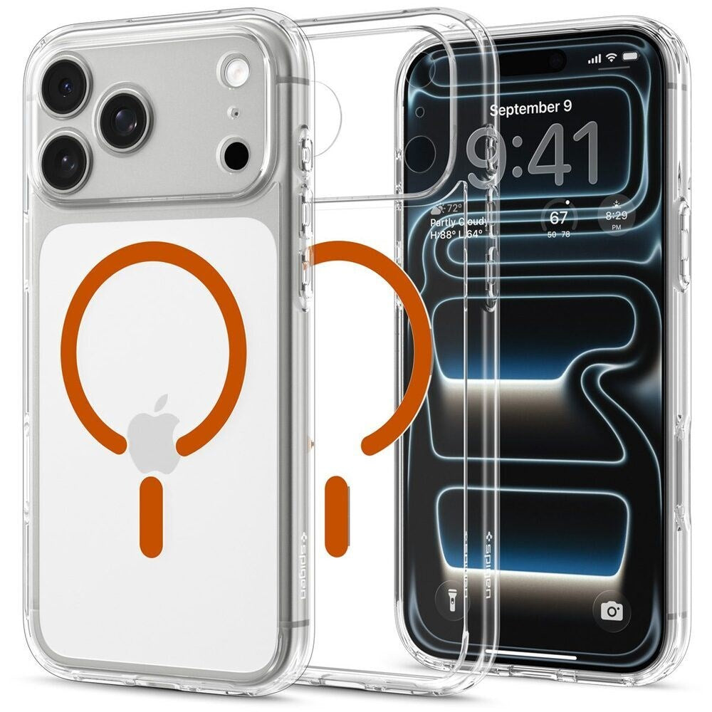 iPhone 18 Pro Max / 17 Pro Max Spigen Ultra Hybrid Cover - MagSafe Kompatibel - Gennemsigtig / Orange
