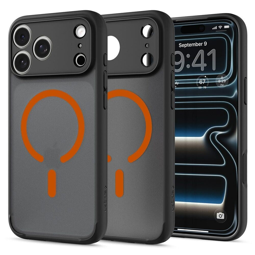 iPhone 18 Pro Max / 17 Pro Max Spigen Ultra Hybrid Cover - MagSafe Kompatibel - Mat Sort / Orange