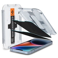 iPhone 14 / 13 / 13 Pro Spigen EZ Fit Glas.tR Privacy Skærmbeskyttelse - 2 Stk. - Case Friendly - Gennemsigtig