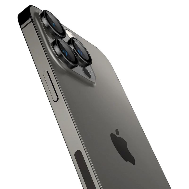 iPhone 17 Pro / 17 Pro Max / 16 Pro / 16 Pro Max / 15 Pro / 15 Pro Max / 14 Pro / 14 Pro Max Spigen EZ Fit. tR Optik Pro Kameralinse Beskyttelsesglas - 2 stk. - Gennemsigtig / Sort