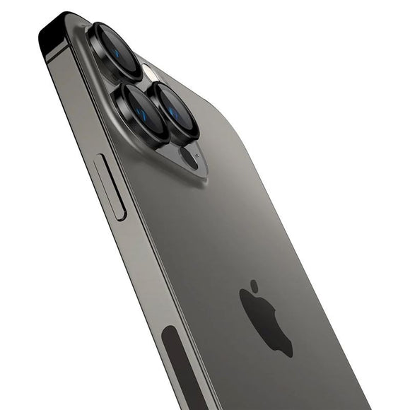 iPhone 17 Pro / 17 Pro Max / 16 Pro / 16 Pro Max / 15 Pro / 15 Pro Max / 14 Pro / 14 Pro Max Spigen EZ Fit. tR Optik Pro Kameralinse Beskyttelsesglas - 2 stk. - Gennemsigtig / Sort