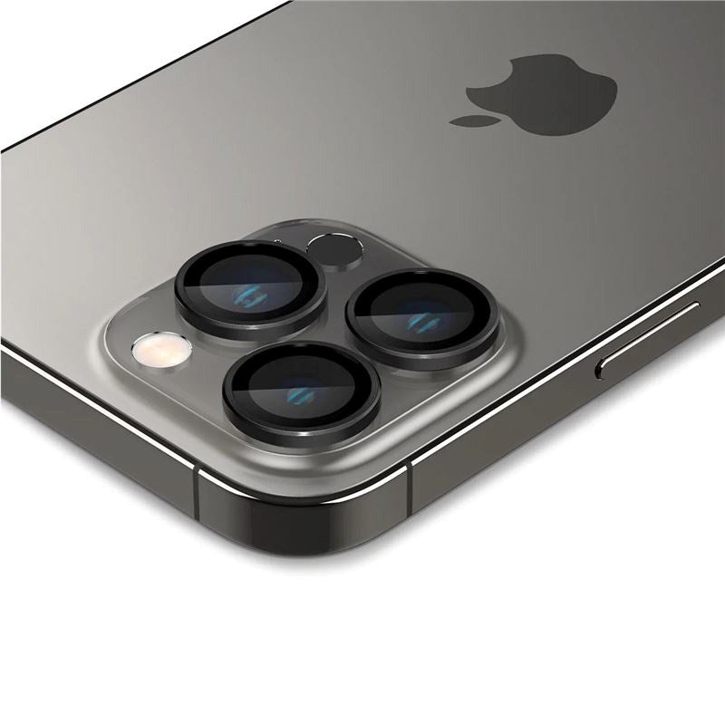 iPhone 17 Pro / 17 Pro Max / 16 Pro / 16 Pro Max / 15 Pro / 15 Pro Max / 14 Pro / 14 Pro Max Spigen EZ Fit. tR Optik Pro Kameralinse Beskyttelsesglas - 2 stk. - Gennemsigtig / Sort