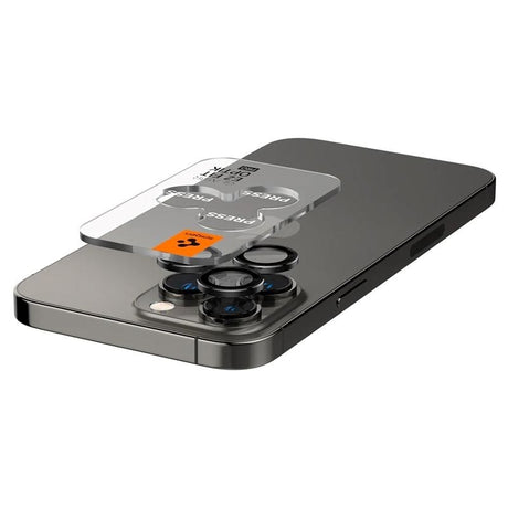 iPhone 17 Pro / 17 Pro Max / 16 Pro / 16 Pro Max / 15 Pro / 15 Pro Max / 14 Pro / 14 Pro Max Spigen EZ Fit. tR Optik Pro Kameralinse Beskyttelsesglas - 2 stk. - Gennemsigtig / Sort