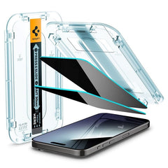 iPhone 15 Pro Max Spigen EZ Fit Glas.tR Privacy Skærmbeskyttelse - 2 Stk. - Case Friendly - Gennemsigtig