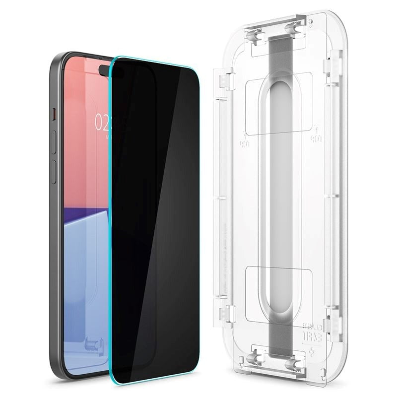 iPhone 16 Plus Spigen EZ Fit Glas.tR Privacy Skærmbeskyttelse - 2 stk. - Case Friendly - Gennemsigtig