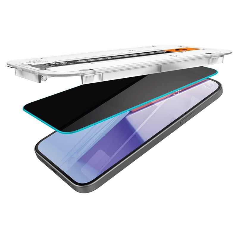 iPhone 16 Plus Spigen EZ Fit Glas.tR Privacy Skærmbeskyttelse - 2 stk. - Case Friendly - Gennemsigtig
