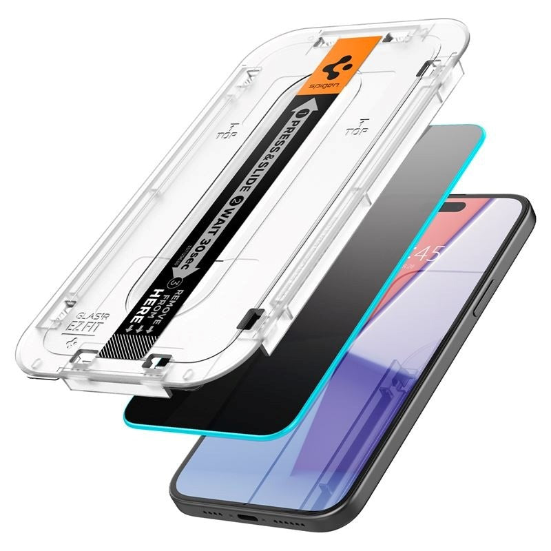iPhone 16 Spigen EZ Fit Glas.tR Privacy Skærmbeskyttelse - Case Friendly - Gennemsigtig