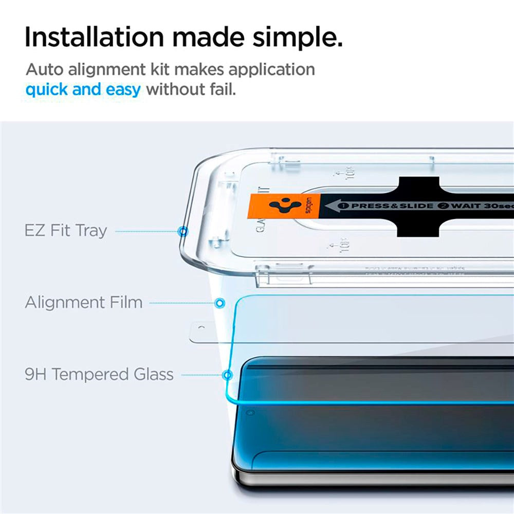 Samsung Galaxy S24 Spigen EZ Fit Glas.tR Skærmbeskyttelse - 2 stk. - Case Friendly - Gennemsigtig