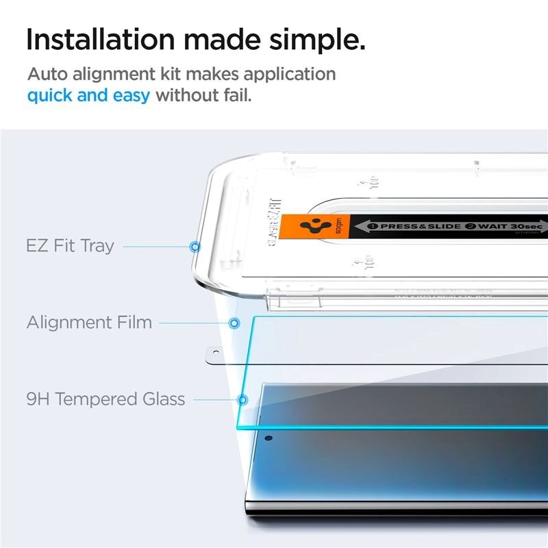 Samsung Galaxy S24 Ultra Spigen EZ Fit Glas.tR Skærmbeskyttelse - 2 stk. - Case Friendly - Gennemsigtig