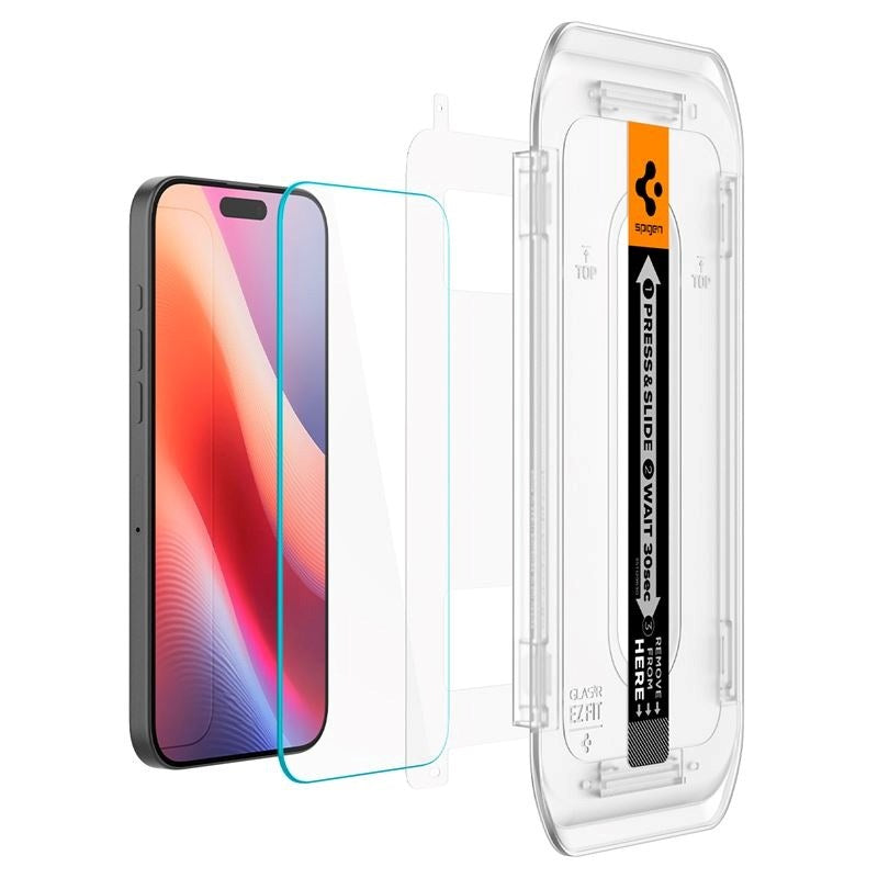 iPhone 17 Pro Max / 16 Pro Max Spigen EZ Fit Glas.tR Skærmbeskyttelse - 2 stk. - Case Friendly - Gennemsigtig