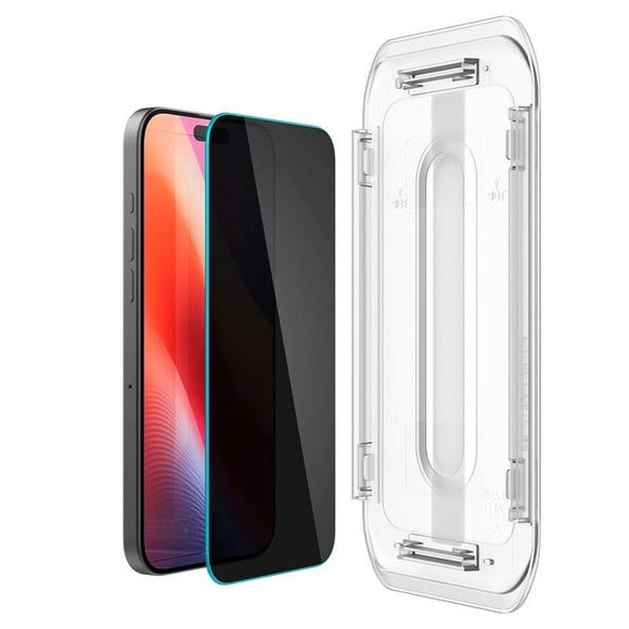 iPhone 17 / 17 Pro / 16 Pro Spigen EZ Fit Glas.tR Privacy Skærmbeskyttelse - 2 stk. - Case Friendly - Gennemsigtig