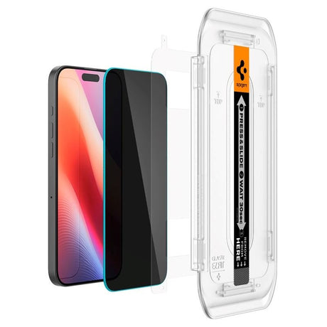 iPhone 17 / 17 Pro / 16 Pro Spigen EZ Fit Glas.tR Privacy Skærmbeskyttelse - 2 stk. - Case Friendly - Gennemsigtig
