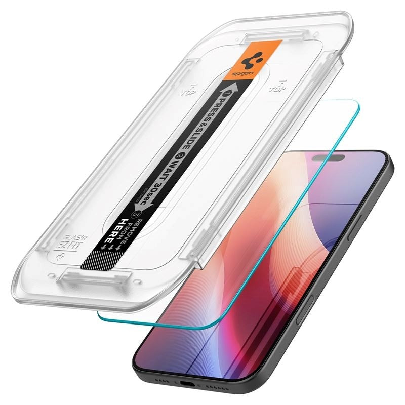iPhone 16 Pro Spigen EZ Fit Glas.tR Skærmbeskyttelse - Case Friendly - Gennemsigtig