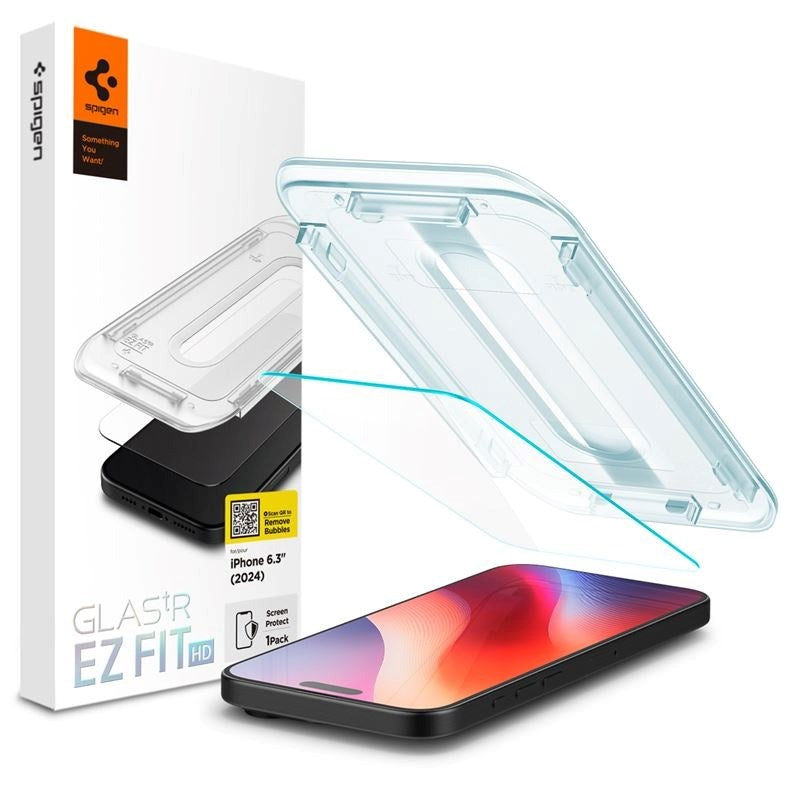 iPhone 16 Pro Spigen EZ Fit Glas.tR Skærmbeskyttelse - Case Friendly - Gennemsigtig