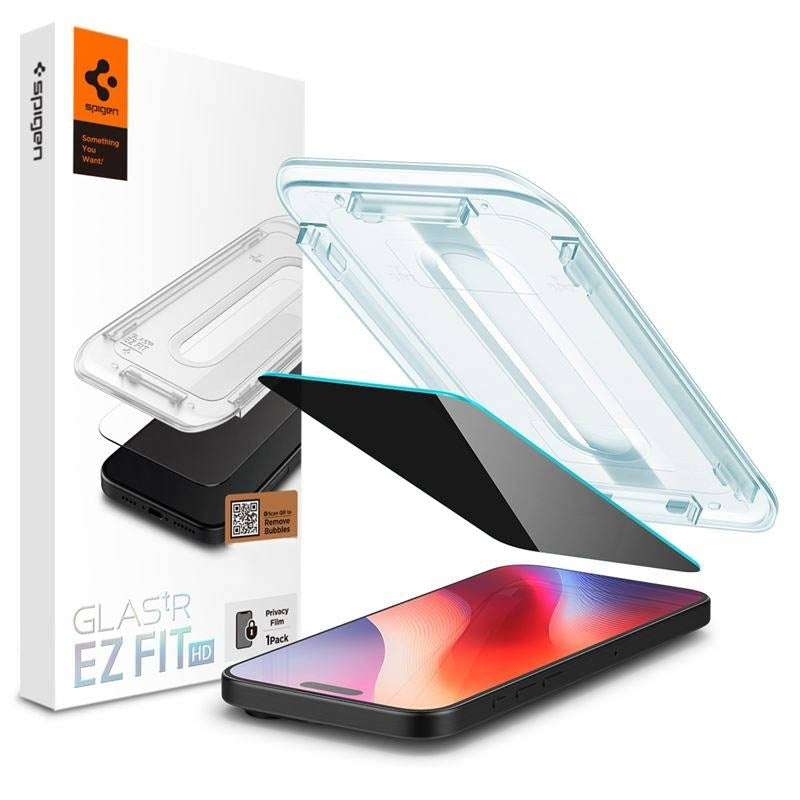 iPhone 16 Pro Spigen EZ Fit Glas.tR Privacy Skærmbeskyttelse - Case Friendly - Gennemsigtig