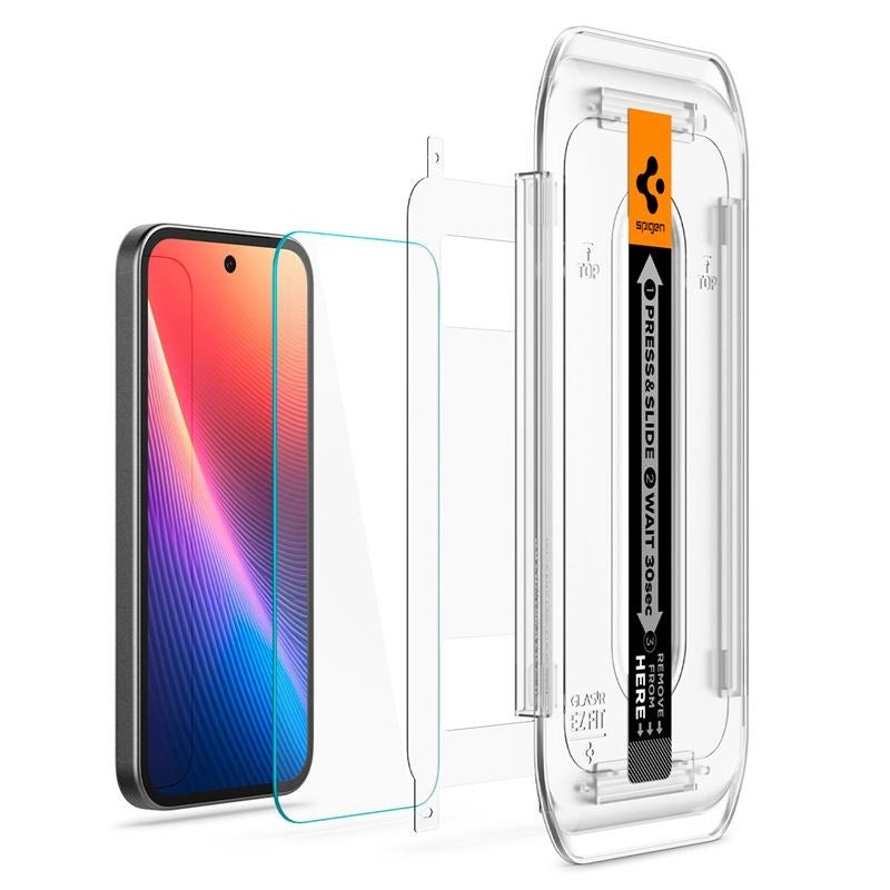 Google Pixel 9a Spigen EZ Fit Glas tR Skærmbeskyttelse - 2 stk - Case Friendly - Gennemsigtig