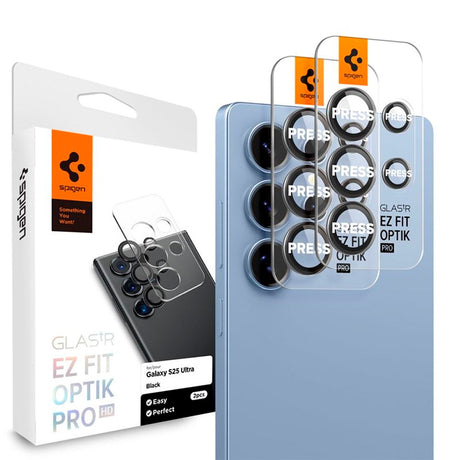 Samsung Galaxy S25 Ultra Spigen EZ Fit Optik Pro Kameralinsebeskyttelsesglas - 2 stk - Sort