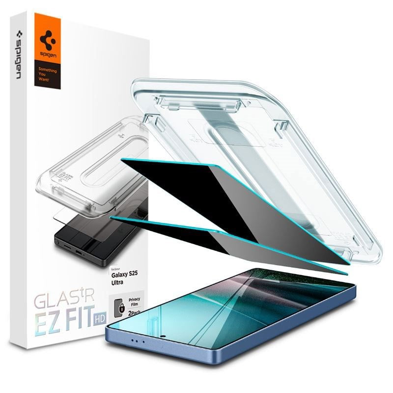Samsung Galaxy S25 Ultra Spigen Glass tR EZ Fit HD Skærmbeskyttelsesglas - Privacy - 2 stk - Gennemsigtig