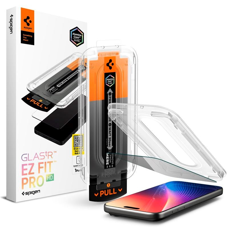 iPhone 17 / 17 Pro / 16 Pro Spigen Glass tR EZ Fit Pro HD Skærmbeskyttelsesglas - Privacy Funktion - Gennemsigtig