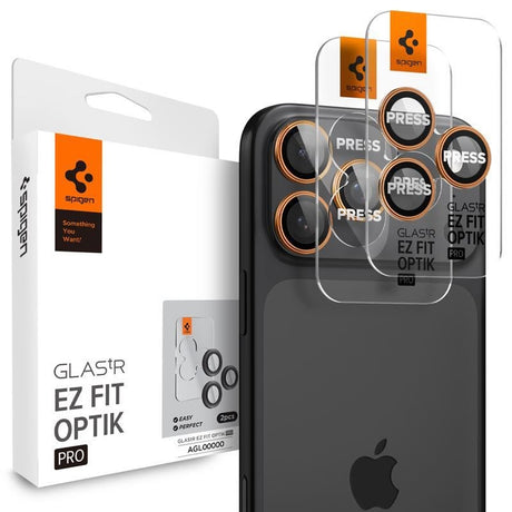 iPhone 17 Pro / 17 Pro Max / 16 Pro / 16 Pro Max / 15 Pro / 15 Pro Max / 14 Pro / 14 Pro Max Spigen Glass tR EZ Fit Optik Pro Kameralinsebeskyttelsesglas - 2 stk - Orange