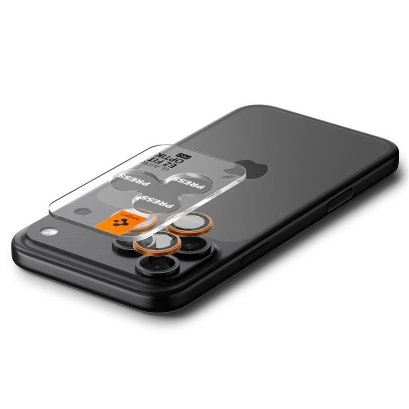 iPhone 17 Pro / 17 Pro Max / 16 Pro / 16 Pro Max / 15 Pro / 15 Pro Max / 14 Pro / 14 Pro Max Spigen Glass tR EZ Fit Optik Pro Kameralinsebeskyttelsesglas - 2 stk - Orange