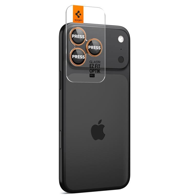 iPhone 17 Pro / 17 Pro Max / 16 Pro / 16 Pro Max / 15 Pro / 15 Pro Max / 14 Pro / 14 Pro Max Spigen Glass tR EZ Fit Optik Pro Kameralinsebeskyttelsesglas - 2 stk - Orange