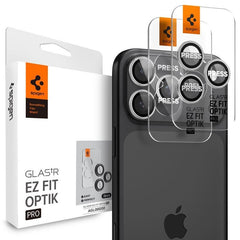 iPhone 17 Pro / 17 Pro Max / 16 Pro / 16 Pro Max / 15 Pro / 15 Pro Max / 14 Pro / 14 Pro Max Spigen Glass tR EZ Fit Optik Pro Kameralinsebeskyttelsesglas - 2 stk - Sølv