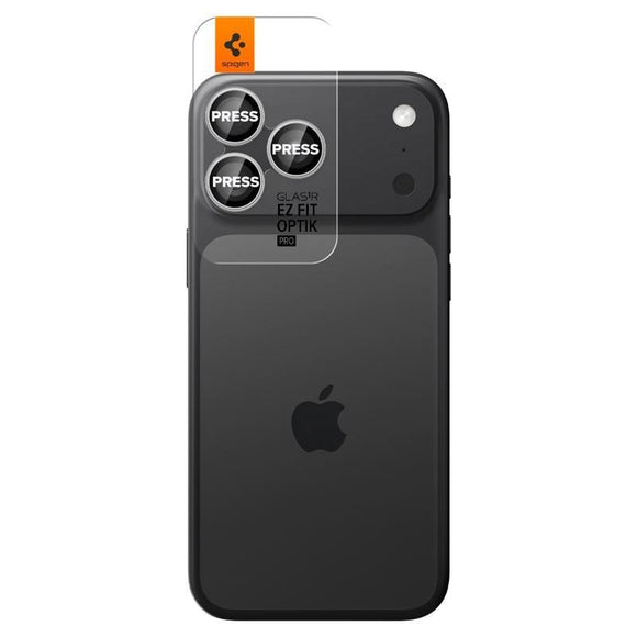 iPhone 17 Pro / 17 Pro Max / 16 Pro / 16 Pro Max / 15 Pro / 15 Pro Max / 14 Pro / 14 Pro Max Spigen Glass tR EZ Fit Optik Pro Kameralinsebeskyttelsesglas - 2 stk - Sølv