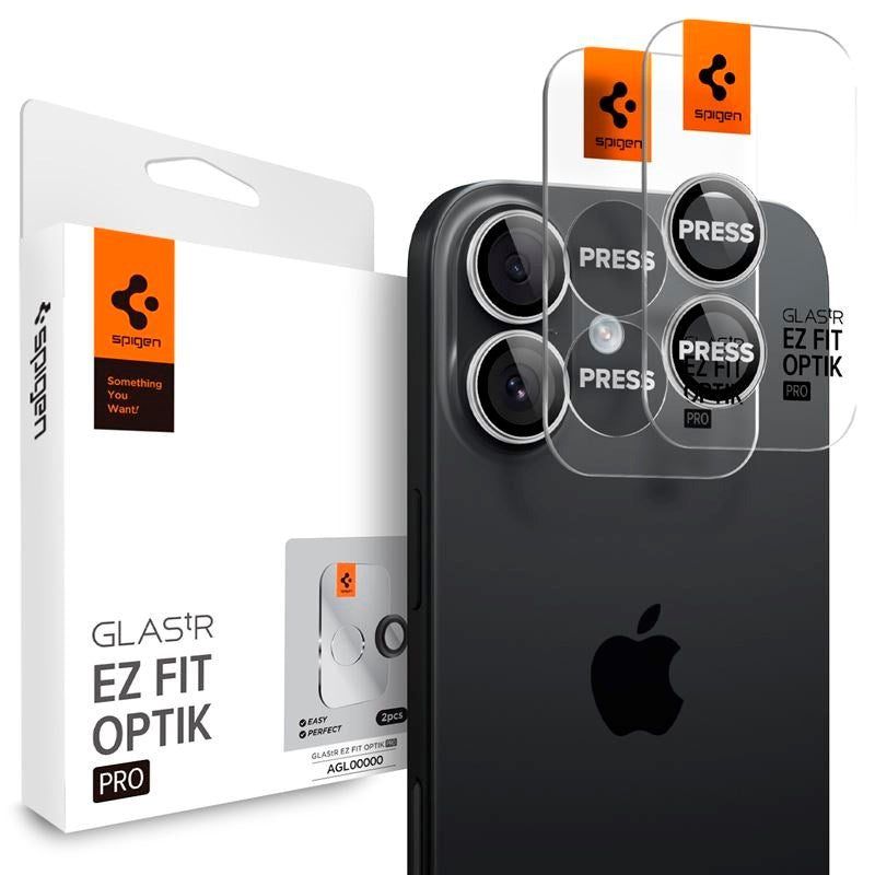 iPhone 17 Spigen Glass tR EZ Fit Optik Pro Kameralinsebeskyttelsesglas - 2 stk - Sølv