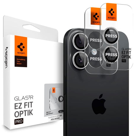 iPhone 17 Spigen Glass tR EZ Fit Optik Pro Kameralinsebeskyttelsesglas - 2 stk - Sølv