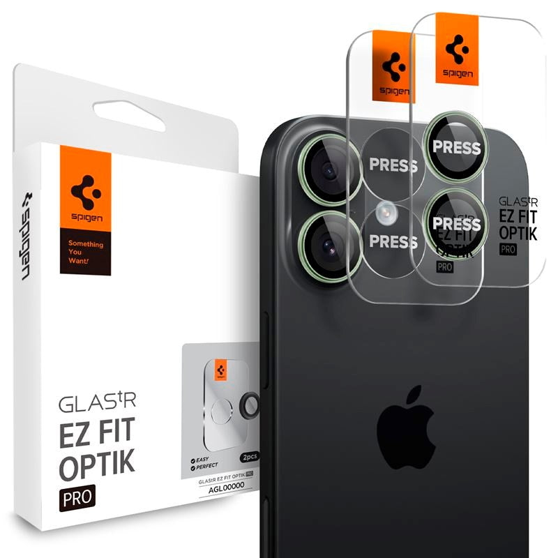 iPhone 17 Spigen Glass tR EZ Fit Optik Pro Kameralinsebeskyttelsesglas - 2 stk - Grøn