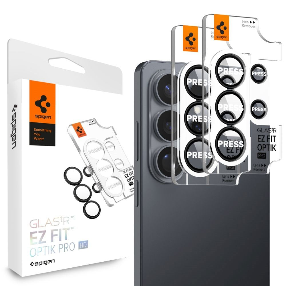 Samsung Galaxy S26 Spigen Glass tR EZ Fit Optik Pro Kameralinsebeskyttelsesglas - 2 stk - Sort