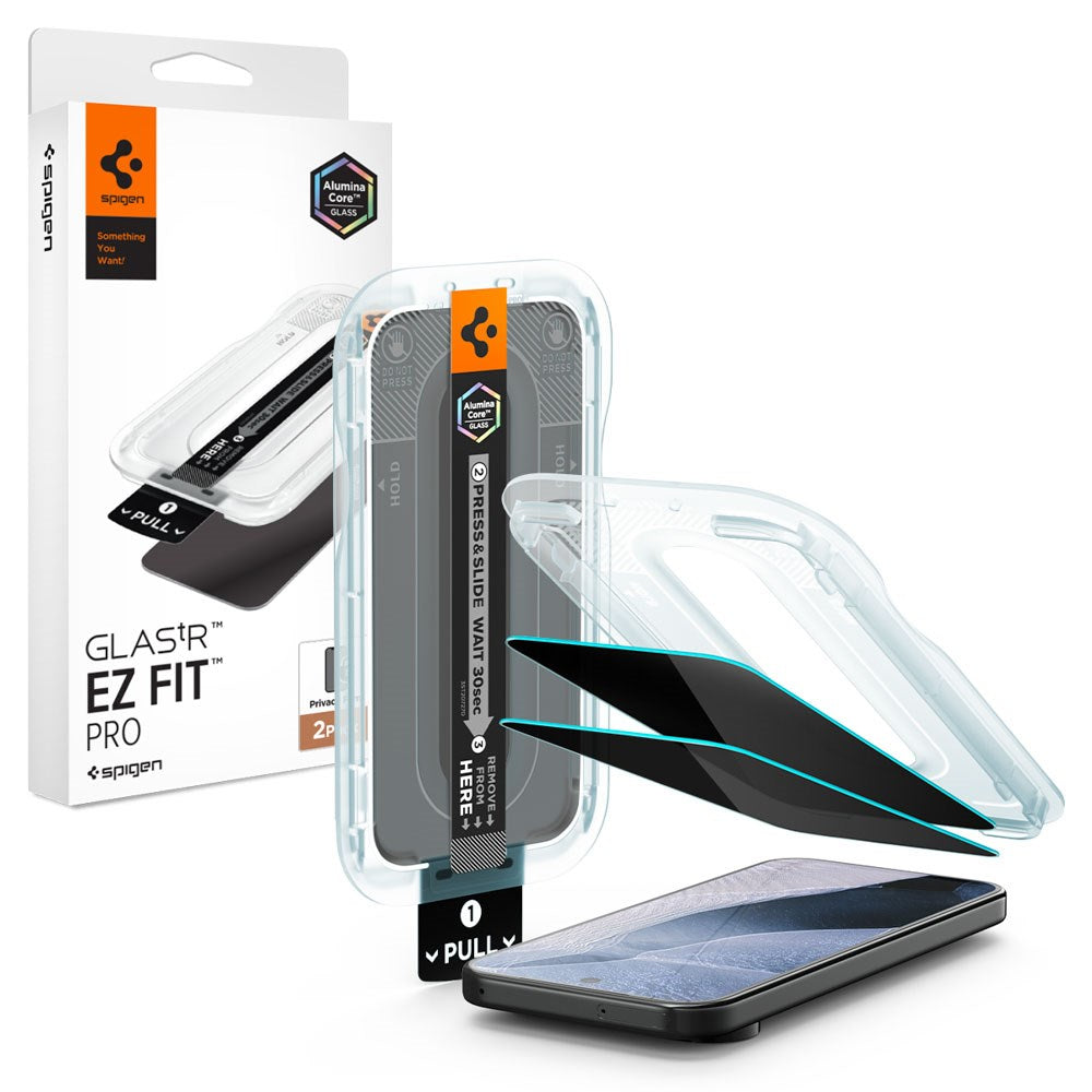 Google Pixel 11 Pro / 10 Pro / 9 Pro / 9 Spigen Glass tR EZ Fit Pro Privacy Beskyttelsesglas - 2 stk - Gennemsigtig
