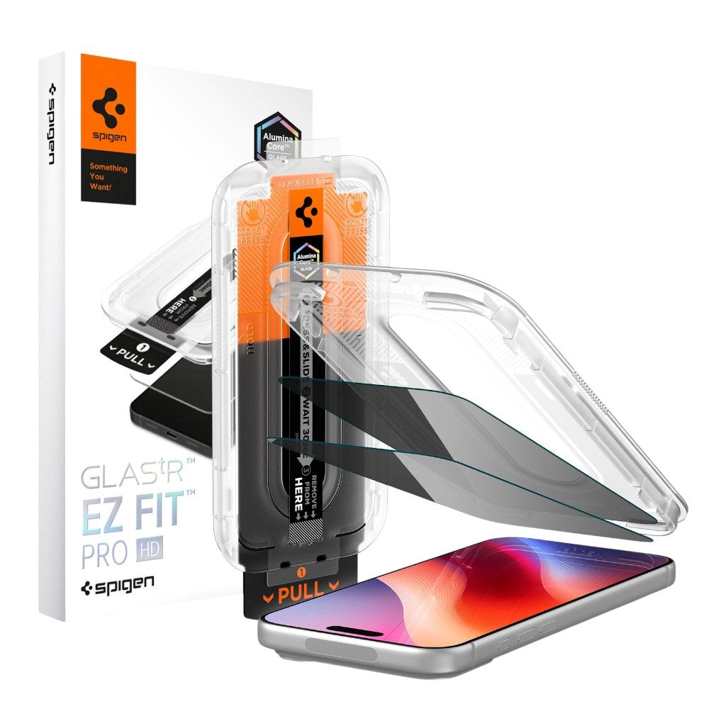 iPhone 18 Pro Max / 17 Pro Max Spigen Glass tR EZ Fit Pro HD Privacy Beskyttelsesglas - 2 stk - Gennemsigtig
