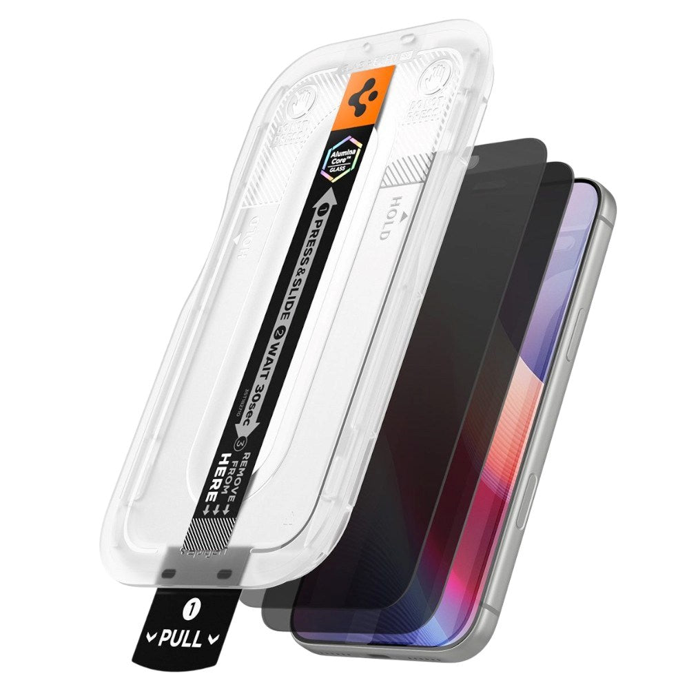 iPhone 18 Pro Max / 17 Pro Max Spigen Glass tR EZ Fit Pro HD Privacy Beskyttelsesglas - 2 stk - Gennemsigtig
