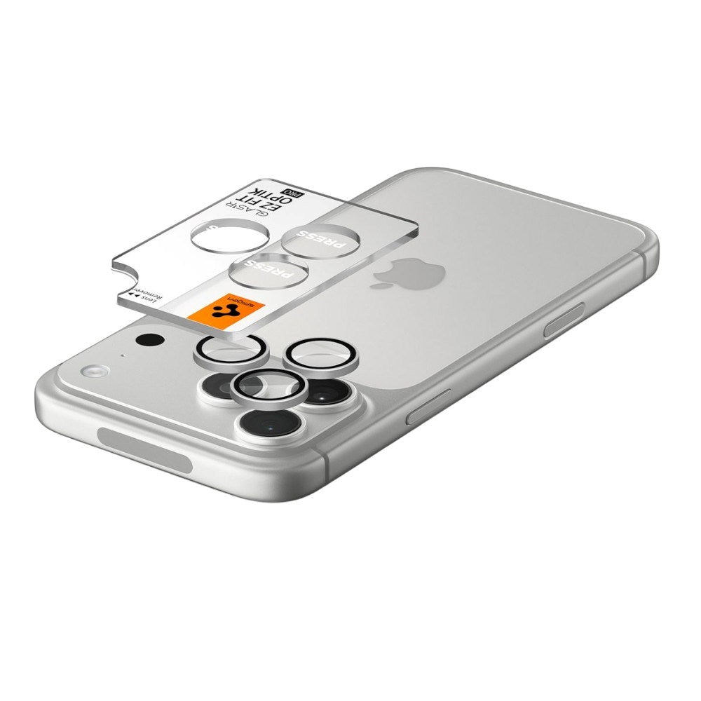 iPhone 18 Pro / 18 Pro Max Spigen Glass tR EZ Fit Optik Pro Kameralinsebeskyttelse - 2 stk - Sølv