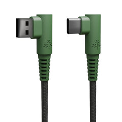 Hune Hiedra USB-A til USB-C Kabel m. Vinklet Stik - 1.2m - Grøn
