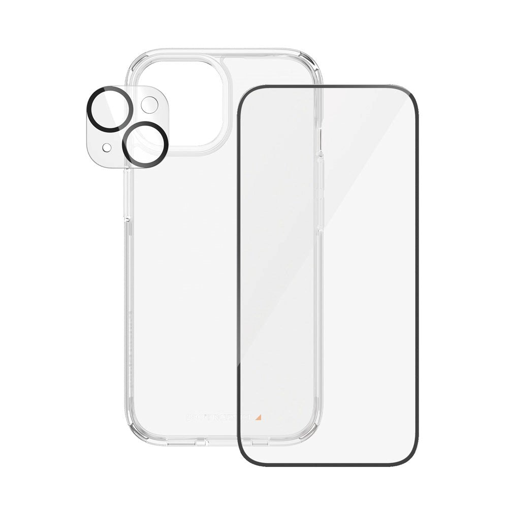 iPhone 15 PanzerGlass 3-i-1 Bundle m. EasyAligner - Cover / Skærmbeskyttelse (UWF) / Kamerabeskyttelse - Gennemsigtig / Sort
