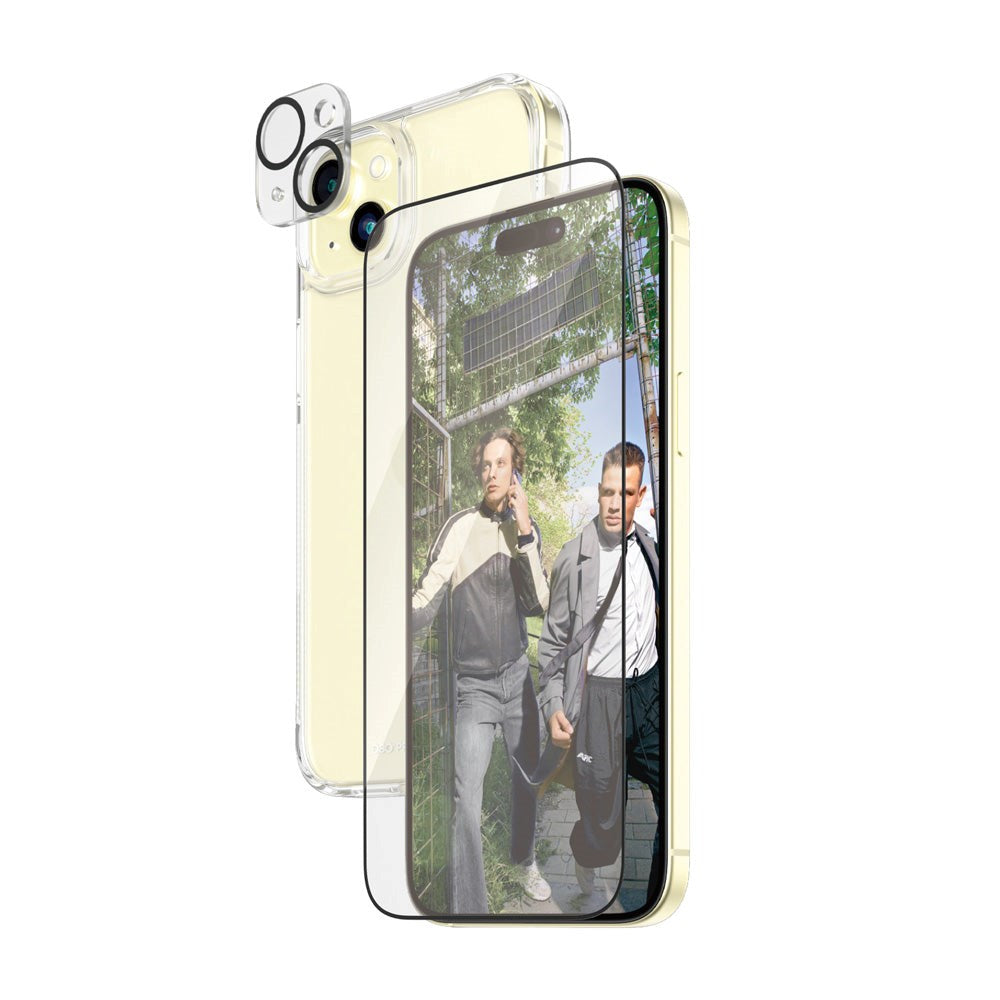 iPhone 15 Plus PanzerGlass 3-i-1 Bundle m. EasyAligner - Cover / Skærmbeskyttelse (UWF) / Kamerabeskyttelse - Gennemsigtig / Sort