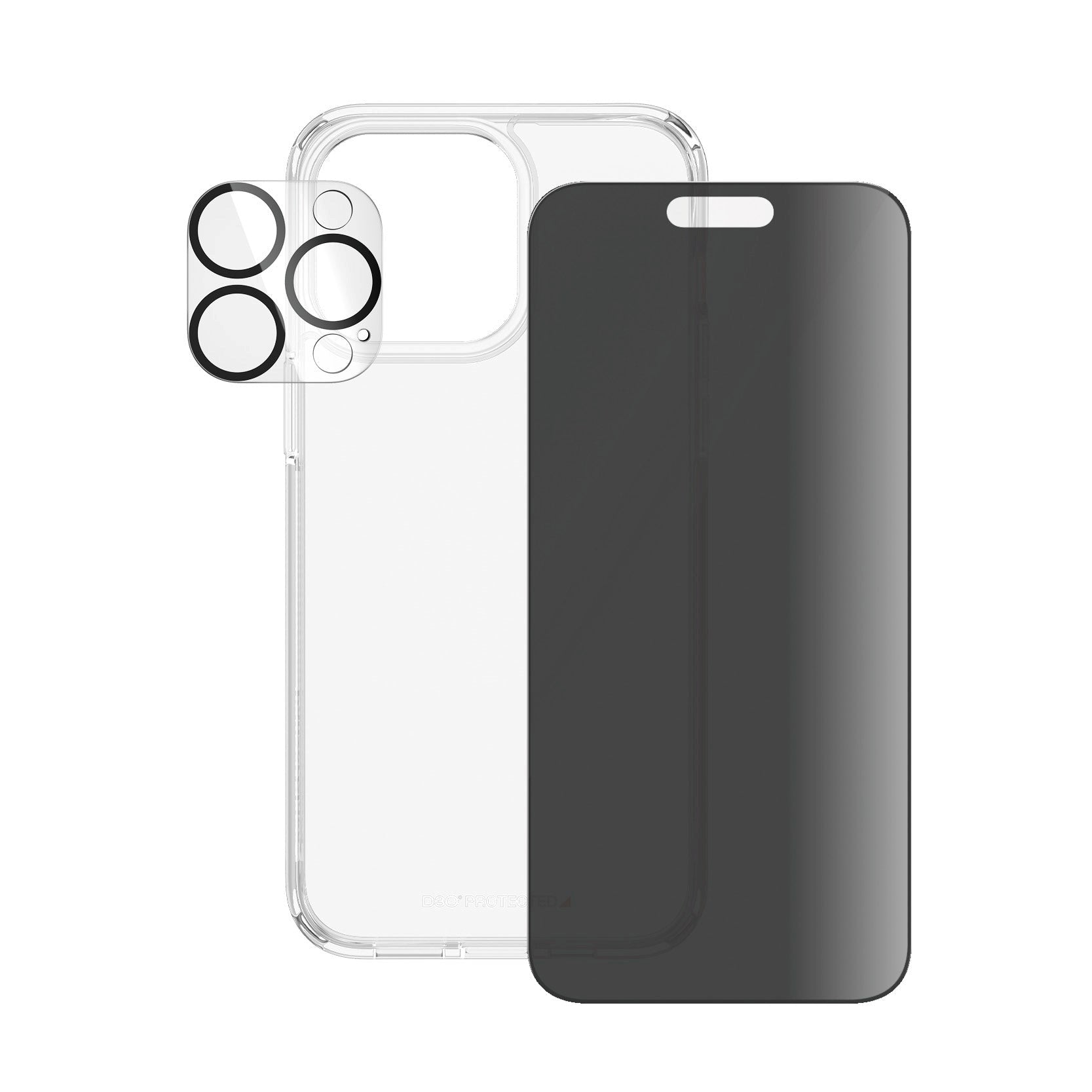 iPhone 15 Pro Max PanzerGlass 3-i-1 Bundle m. EasyAligner - Cover / Privacy Skærmbeskyttelse (UWF) / Kamerabeskyttelse - Gennemsigtig / Sort